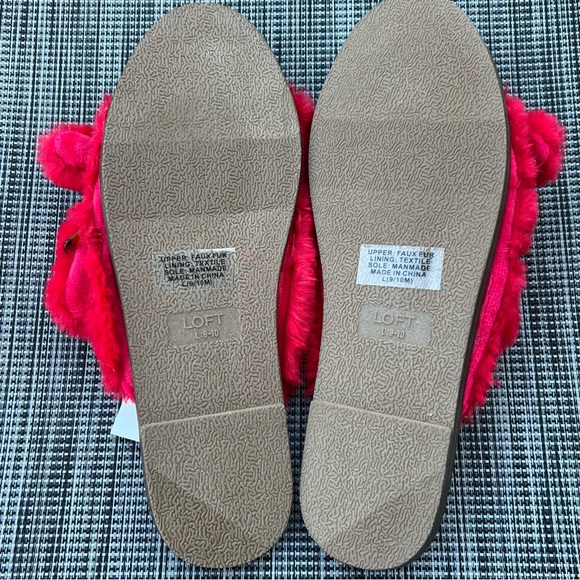 LOFT Faux Fur Rust Buckle Slippers Red Size Large (9-10) NWT - Picture 5 of 6